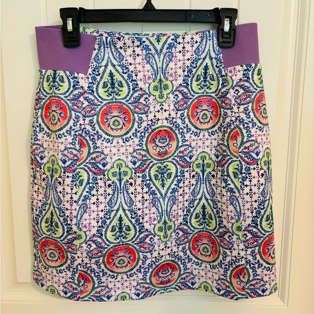 Lady Hagen Purple-Patterned Multicolor A-Line Skirt